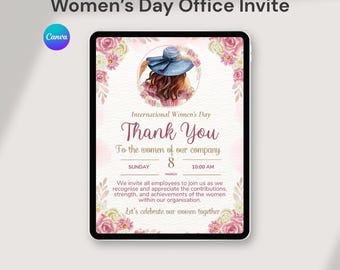 International Women's Day Office Invitation | Corporate Internal Notice | Editable Canva Design | Printable Digital Download
