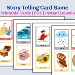 Jeu de cartes racontant une histoire | Cartes mnémotechniques pour raconter une histoire | École à la maison imprimable | Jeu familial éducatif | Jeu de cartes magiques Story | Construction d'une histoire
