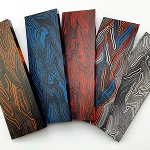 G10 Damascus Pattern Knife Handle Material