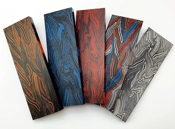 G10 Damascus Pattern Knife Handle Material