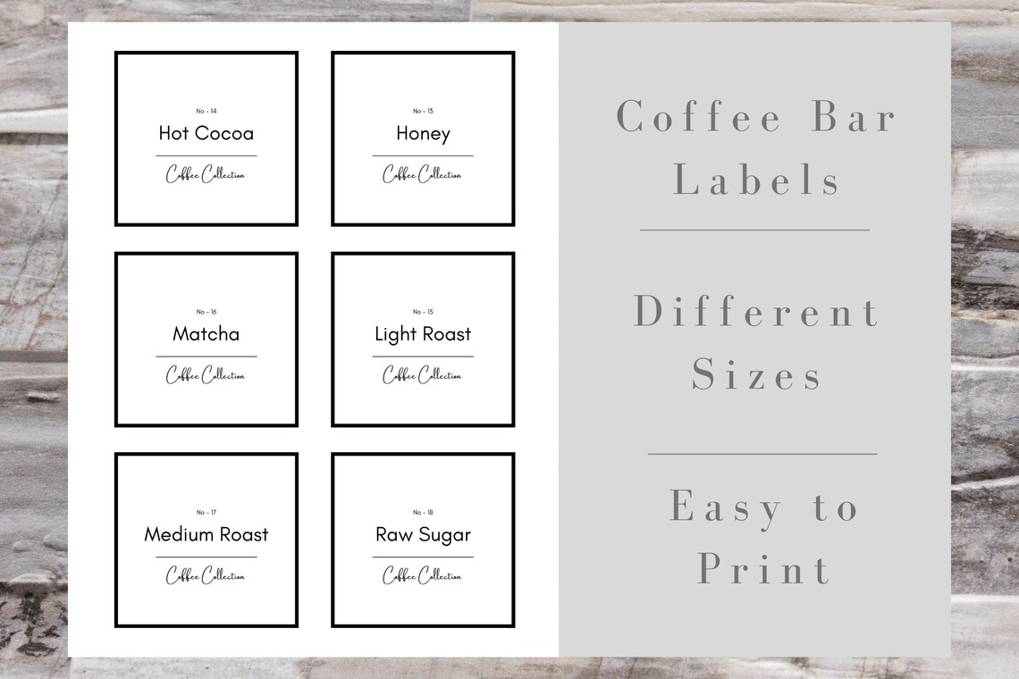 Printable Coffee Bar Labels, Customizable Labels, 5 Label Sizes ...