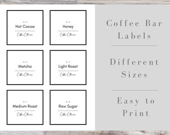 Printable Coffee Bar Labels, Customizable Labels, 5 Label Sizes ...