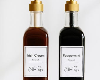Coffee Syrup Label Template Bundle: Minimalist Kitchen Labels, Editable, Printable