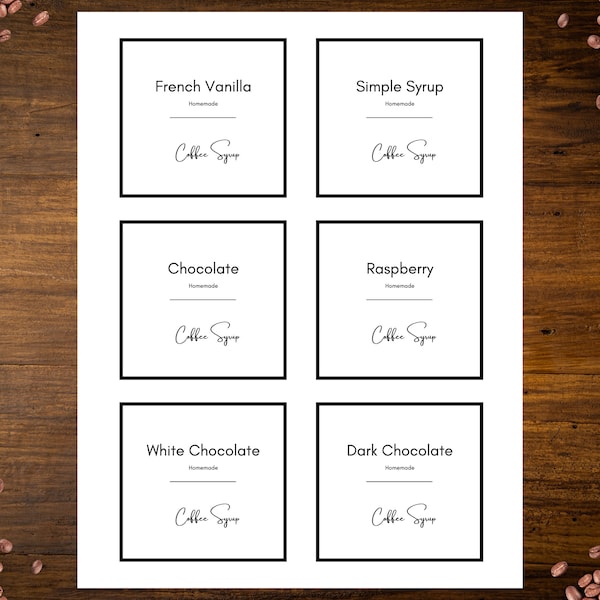 Printable Coffee Syrup Labels, Editable Coffee Syrup Labels, 4 Label Sizes, Coffee Bar Template Bundle, Editable Labels, Printable Label Set