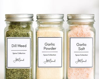Minimalist Kitchen Spice Labels: Printable Custom Label Set