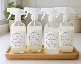Minimalist Cleaning Label Template Bundle: 5 Sizes (Printable, Editable)