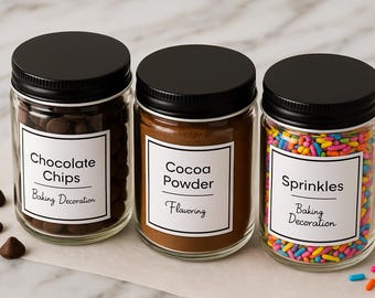Printable Baking Labels: Customizable Kitchen Label Template Bundle