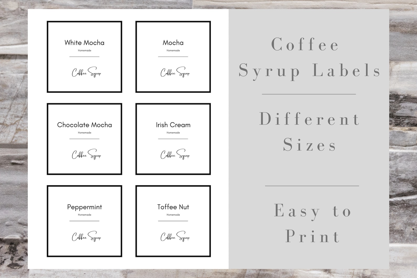 Printable Coffee Syrup Labels, Custom Coffee Syrup Labels, 4 Label Sizes, Editable Labels ...