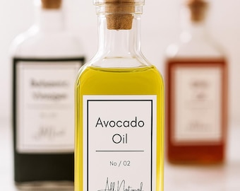 Etiquetas imprimibles para aceite y vinagre: Organización de la cocina (Descarga digital)