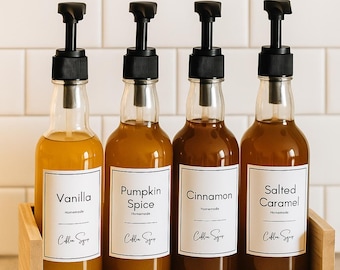 Custom Coffee Syrup Labels: Printable Home Coffee Bar Stickers