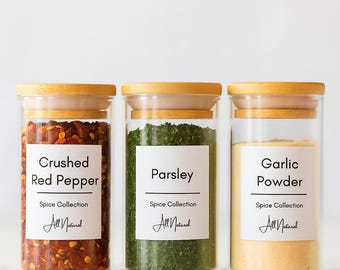 Printable Kitchen Spice Labels: Waterproof, Editable, Minimalist Design (Label Template Bundle)