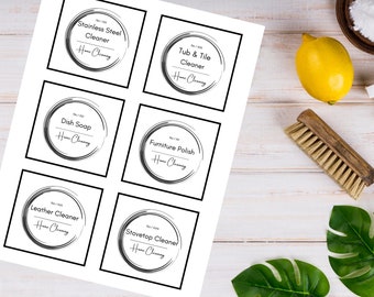 Printable Cleaning Labels, Personalized Labels, 5 Label Sizes, Editable Labels, Printable Cleaning Label Set, Cleaning Label Template Bundle