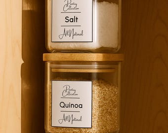 Minimalist Kitchen Pantry Label Set: Water-Resistant, Durable (Printable)