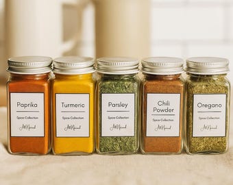 Printable Kitchen Spice Labels: Minimalist Style (Editable, 5 Sizes) (Digital Download)