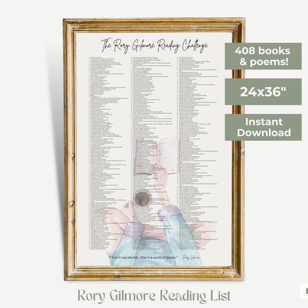 Rory Gilmore reading list poster INSTANT DOWNLOAD