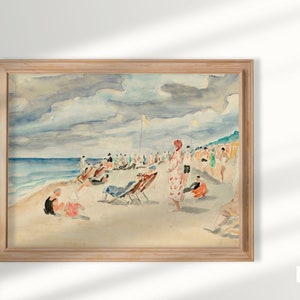 Vintage strandaquarelprint: Boho Ocean Art (digitale download)