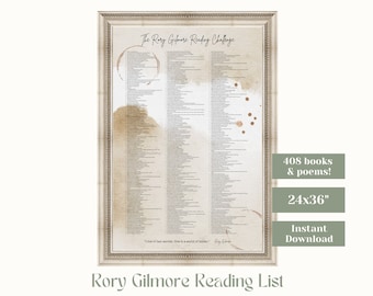 Rory Gilmore reading challenge poster INSTANT DOWNLOAD
