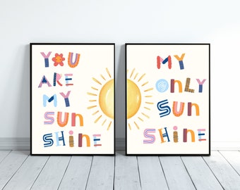 You Are My Sunshine Nursery Art Print: Song Lyrics Decor (Digital Download)