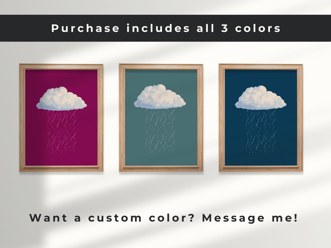 Rain Cloud Art Print, Stormy Weather Art, Rainy Day Wall Art ...