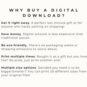 May include: A cream-coloured graphic with black text. The text asks "WHY BUY A DIGITAL DOWNLOAD?" and lists benefits like instant access, cost savings, and being eco-friendly. The graphic is designed to promote digital downloads.