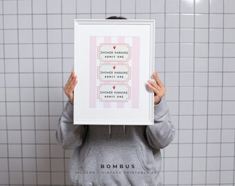 Shower Karaoke Ticket Art Print: Quirky Bathroom Poster (Digital Download)
