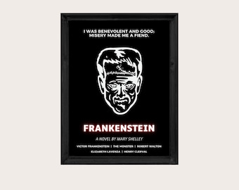 Frankenstein Book Poster, Mary Shelley Print (Digital Download)