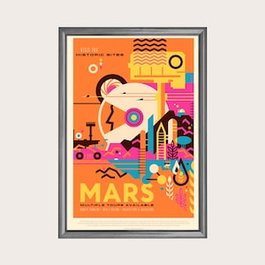 Space poster 24x36, NASA jpl poster, retro futurism poster, NASA Visions of Future, nasa retro poster, retrofuturism art, Mars poster