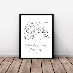 Citazione di Saffo, arredamento saffico, stampa d&#39;arte saffica digitale, poster saffico, stampa artistica linea lesbica, poster d&#39;amore lesbico, stampa d&#39;arte wlw