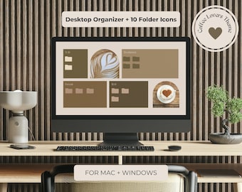 Koffie wallpaper 4k bureaubladachtergrond met 10 mappictogrammen voor Windows en Mac