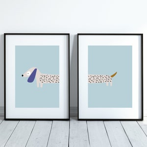 Wiener dog gift, dachshund poster SET OF 2, Dachshund gift, sausage dog decor, minimalist dog art