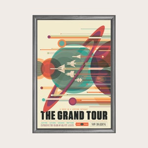 NASA Visions of Future, retro futurism poster, NASA JPL poster, nasa art download, retrofuturism art, nasa retro poster, retro space print