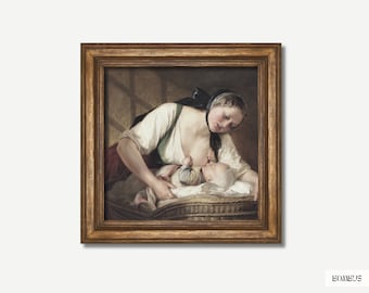 Arte de lactancia, regalo de consultora de lactancia, obras de arte de la sala de lactancia, madres vintage, pintura diurna, mamá lactante, arte de madre lactante