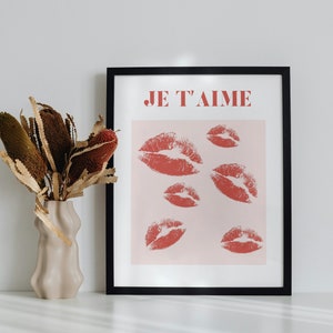 Je taime artwork, I Love You poster, typography poster, french quotes, French quote print