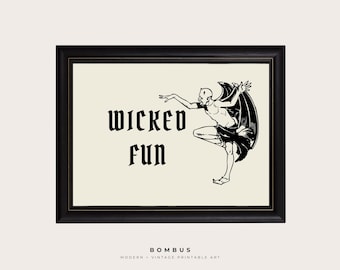 Vintage Demon Halloween Print, Gothic Satanic Decor (Digital Download)