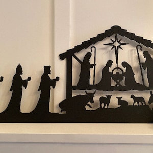 Custom nativity sign, Christmas holiday manger scene
