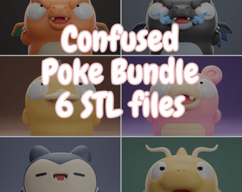 Arquivo STL imprimível em 3D ItsMiso - Pacote Confused Poke de 6 arquivos STL
