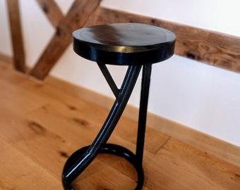 tabouret 56cm, fer, bois, resine epoxy