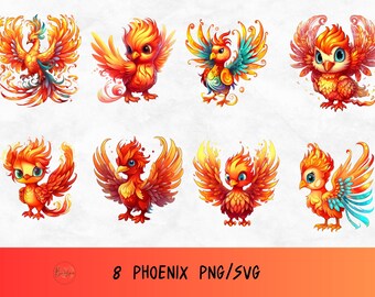 Watercolor phoenix svg,Cute phoenix svg,African wildlife,Safari theme design,Wildlife png,Cartoon phoenix,African life