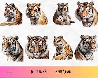 Tiger svg bundle, Cute Tiger Svg, African wildlife, Safari theme design, Wildlife png,Cartoon tigress,African safari png