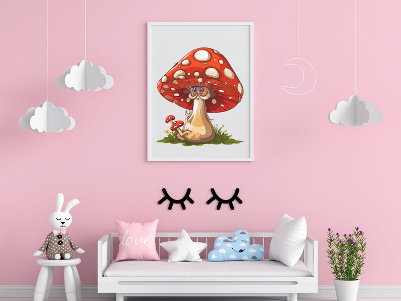 Floral mushroom svg bundle, Cute mushroom svg, Magic forest png, Fungus clip art design, Watercolor fungus clip art image 4