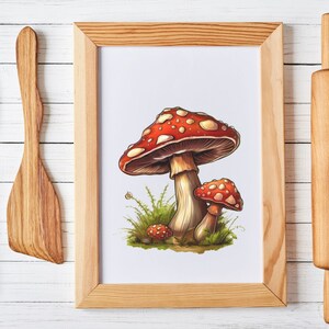 Floral mushroom svg bundle, Cute mushroom svg, Magic forest png, Fungus clip art design, Watercolor fungus clip art image 3