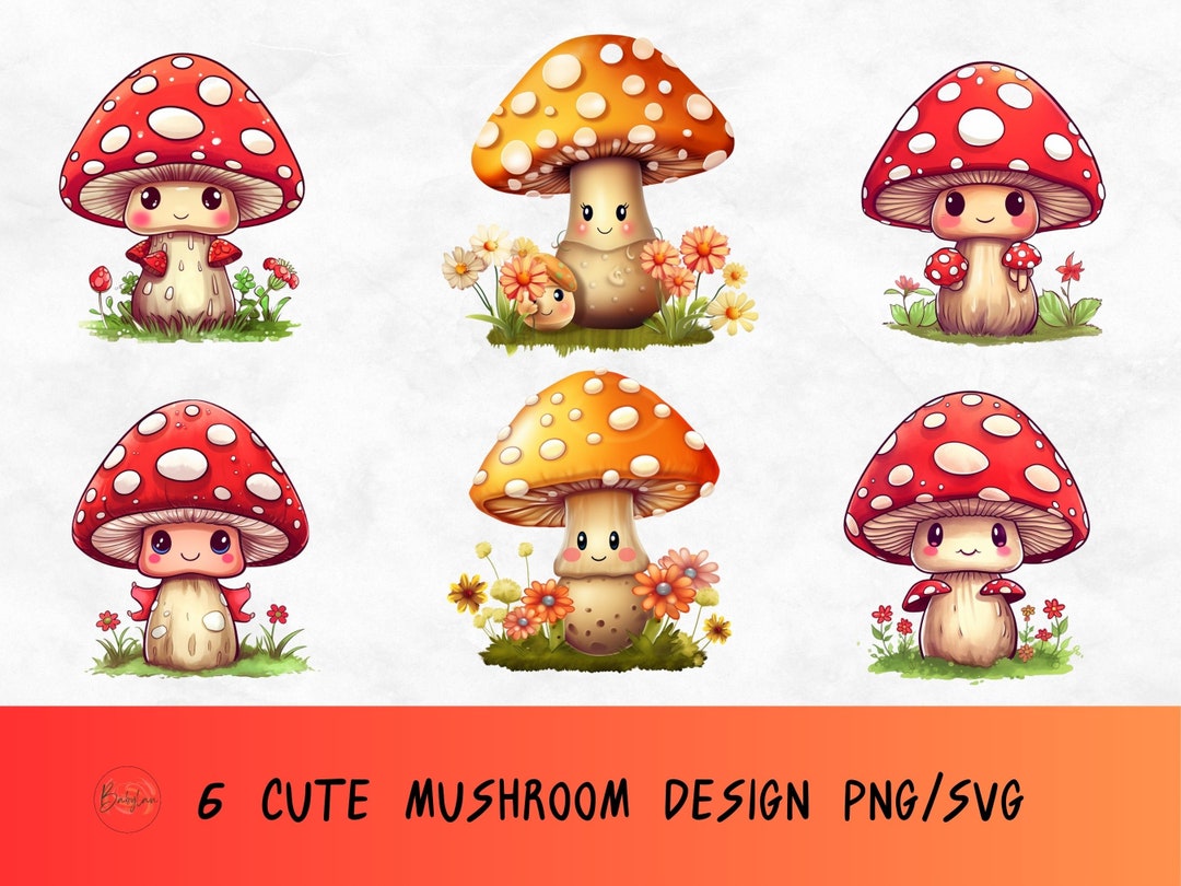 Floral Mushroom Svg Bundle, Cute Mushroom Svg, Magic Forest Png, Fungus