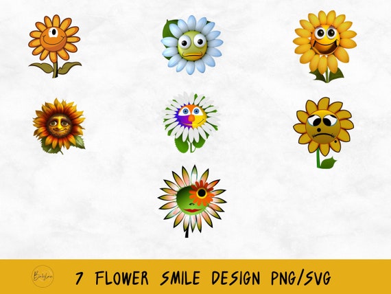 Happy Face Flower SVG PNG JPG Flower Smile Face Flower 