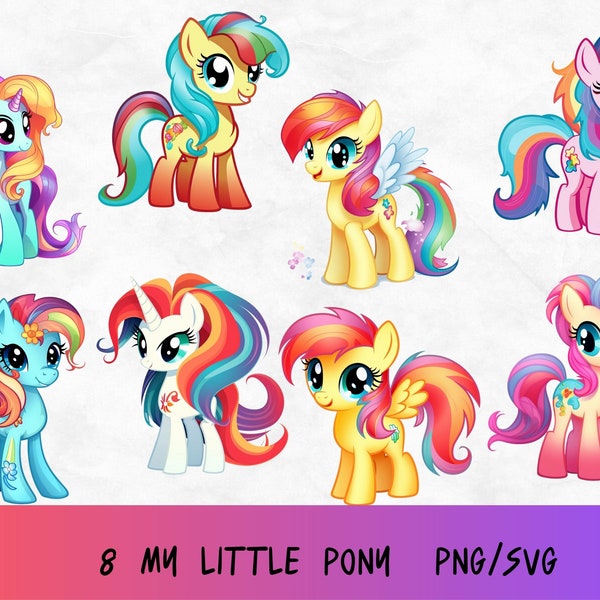 Little pony svg, Cute my little pony png, colored unicorn svg, Wildlife png, Cartoon unicorn, Cartoon animal clip art