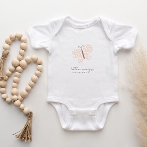 Infant Baby Rib Bodysuit, Beige Butterfly, Baby Bodysuit One Piece, Neutral Color Butterfly, Little Wings Big Dreams