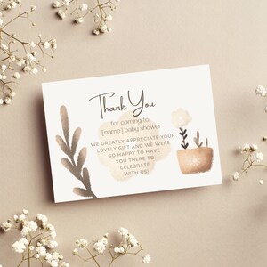 Thank You Cards Baby Shower, Thank You Card Template, Canva Template