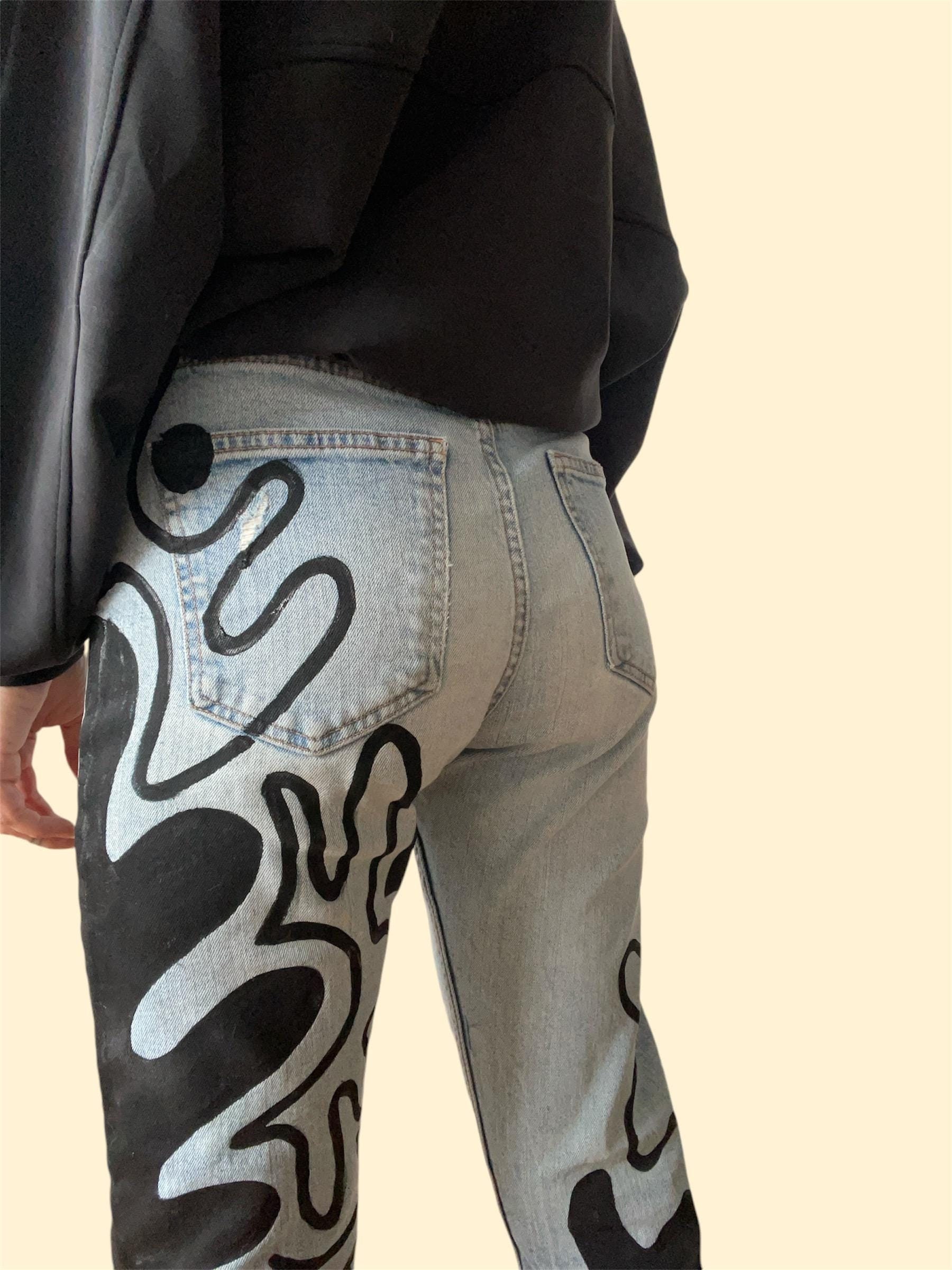 【COLOR iN ID】hand painting jeans Hand painted jeans : r/somethingimade