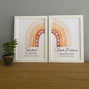 Geschwisterposter, Poster für Zwillinge, Geburtsposter, Geschenk, Geburt, Geschenkidee, Regenbogen, Kinder, Boho