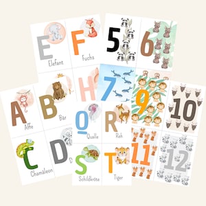 ABC- & Zahlen-Lernset, Lernset für Kinder, Tiermotive, ABC lernen mit Tieren, Zahlen lernen mit Tieren