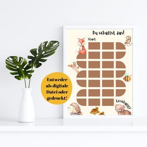 Belohnungstafel Wald, Belohnungstafel Kind PDF, Belohnungsplan Kinder, du schaffst das, Töpfchentraining, Schnullerfee, DIN A4 Download